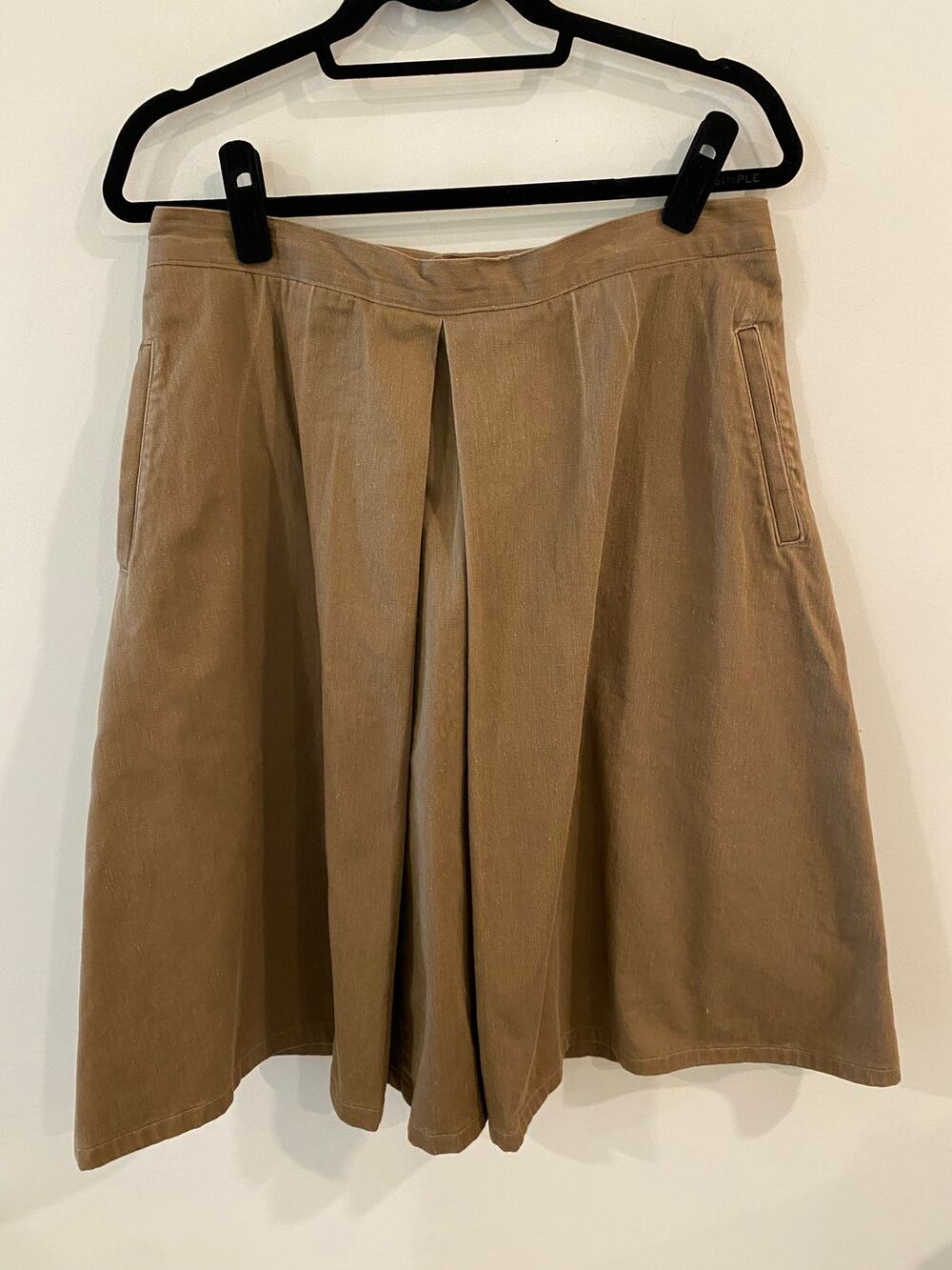 Ruff Hewn Vintage Size 8 A-Line Khaki Pleated Skirt Tan 100% Cotton Preppy
